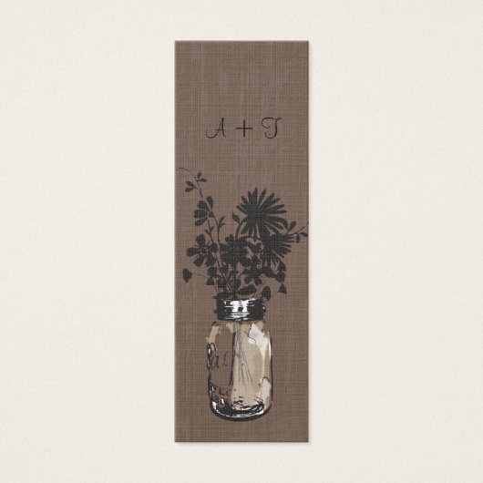 メイソン素朴ジャー&ワイルドフラワーズメッセージカード (正面)