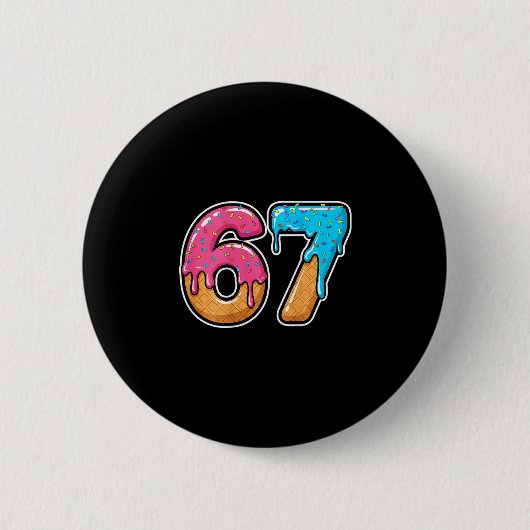 メイソン67アイスクリームしたたりおもしろシックスセブン (C 缶バッジ (正面)