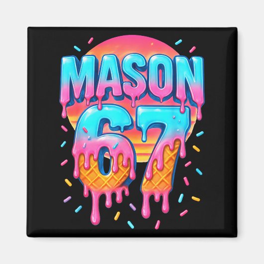 メイソン67コスチューム アイスクリーム 野球 滴る 6 7 ミーム マグネット (正面)