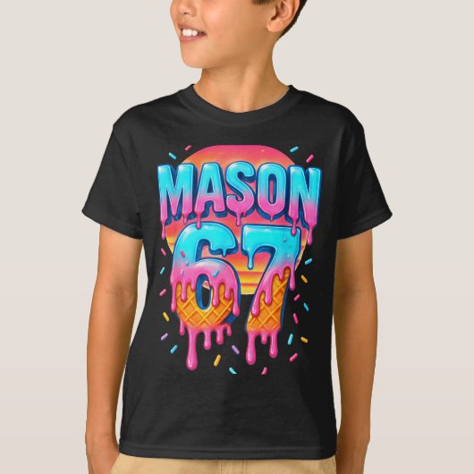 メイソン67コスチューム アイスクリーム 野球 滴る 6 7 ミーム Tシャツ (正面)