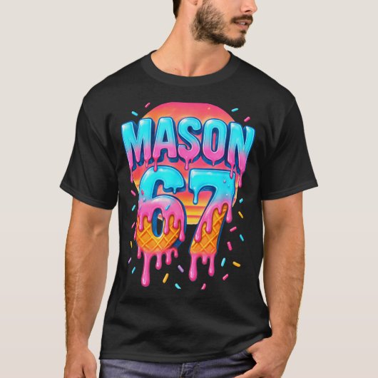 メイソン67コスチューム アイスクリーム 野球 滴る 6 7 ミーム Tシャツ (正面)