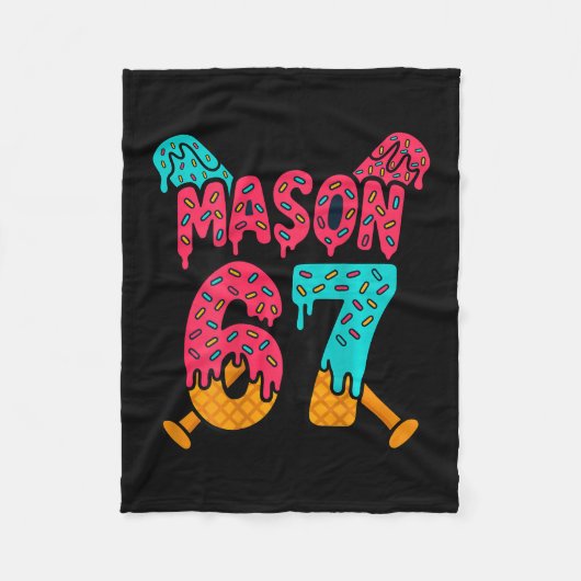 メイソン67 おもしろ アイスクリーム 滴る 販売 Meme デザイン 1 フリースブランケット (正面)