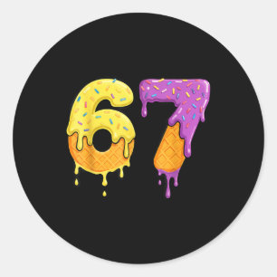 メイソン67 アイスクリーム したたり Meme シックス セブン おもしろい ラウンドシール