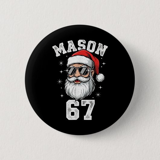 メイソン67 クールサンタ クリスマス 6 7 ミーム 缶バッジ (正面)