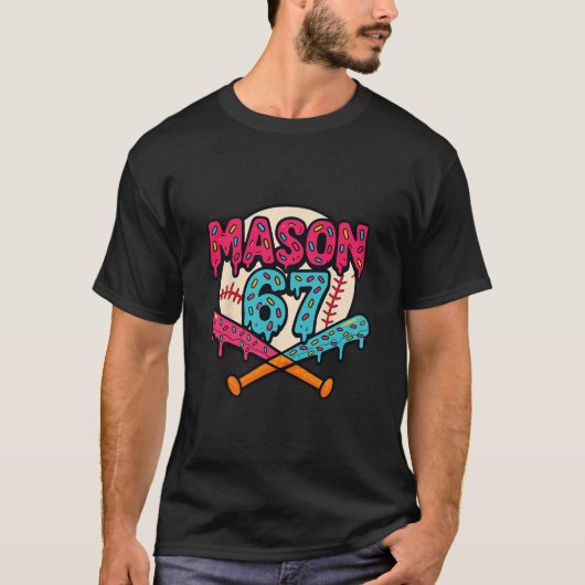 メイソン67 冗談めいたアイスクリームしたぶき売りニコニコグラフィック Tシャツ (正面)