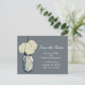 メイソン・ジャーとアジサイの日付を保存 案内ポストカード (スタンド正面)