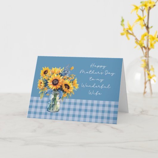 メイソン・ジャーの妻の母の日のひまわり カード (黄色い花)