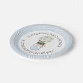 メイソン·ジャーオン·ブルー·ストライプズ·ベビーシャワー ペーパープレート (アングル)