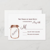 メイソン・ジャーカントリー素朴結婚式の出欠確認カード 出欠カード (正面/裏面)