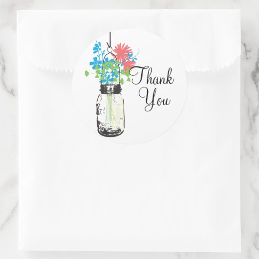 メイソン・ジャースとワイルドフラワーありがとう ラウンドシール (バッグ)