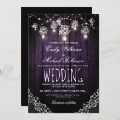 メイソン·ジャース·ストリンエレガントグ·素朴ラ結婚イトズ 招待状 (正面/裏面)