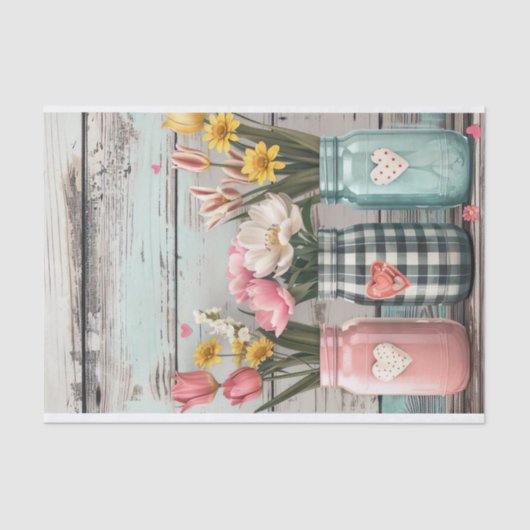 メイソン・ジャース・デコページの春の花 薄葉紙 (正面)