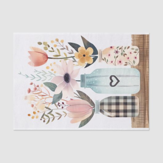 メイソン・ジャース・デコページの春の花 薄葉紙 (正面)