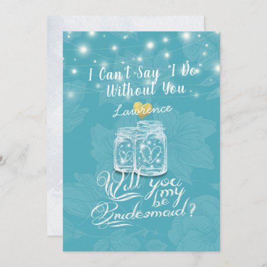 メイソン・ジャーフローラは私の花嫁のメイド結婚になる 招待状 (正面/裏面)