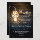 メイソン·ジャー白熱［赤熱］光を放つ·ライトズ·フローラ·ラスティ結婚ックズ 招待状 (正面/裏面)