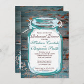 メイソン・ジャー・ウッ素朴ド・リハーサル・ディナー・招待状 招待状 (正面/裏面)