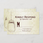 メイソン・ジャー・カントリーが結婚出欠届けカードを渦巻く 出欠カード (正面/裏面)