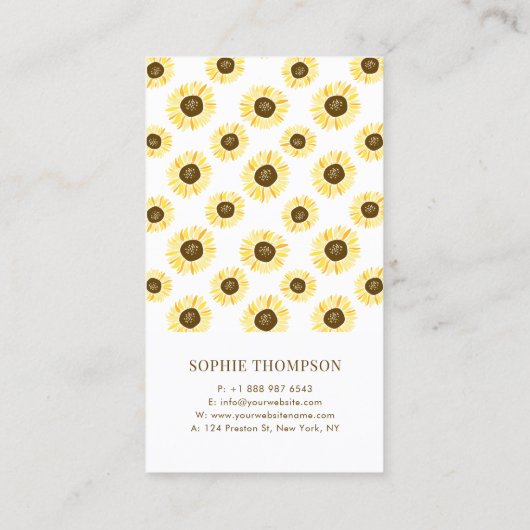 メイソン・ジャー・カントリーのヒマワリ素朴の花束 名刺 (裏面)