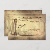 メイソン・ジャー・カ素朴ントリー・ウェディングRSVPカード 出欠カード (正面/裏面)