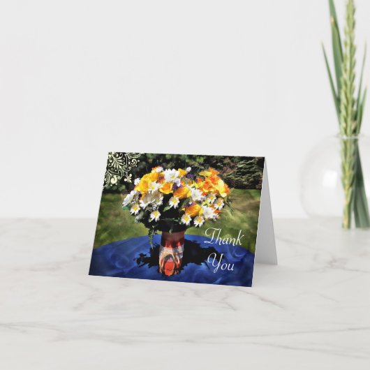 メイソン·ジャー·サマー·フローラ·ブーケありがとう サンキューカード (正面)