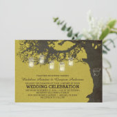 メイソン・ジャー・ストリング・ライトズ・チャ結婚ルトルーズ・ツリーズ 招待状 (スタンド正面)