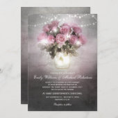 メイソン·ジャー(バラ·ストリング·ラ結婚イト付き) 招待状 (正面/裏面)