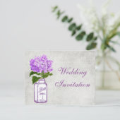 メイソン·ジャー&パープル·ハイドランジア·シャビー·チ結婚ックズ 招待状 (スタンド正面)