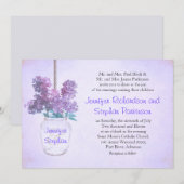 メイソン·ジャー&パープル·薄紫·バンチ結婚式招待状 招待状 (正面/裏面)