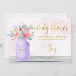 *~*メイソン·ジャー·フ素朴ラワーズ·ラベンダー·ベビー·シャワー 招待状