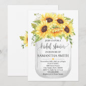 メイソン·ジャー·ブライダルシャワー·サンフラワーズ·カントリー·シック 招待状 (正面/裏面)