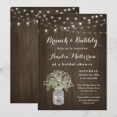 メイソン·ジャー·ブル素朴ンチ·アンド·バブリー·ブライダルシャワー 招待状 (正面/裏面)