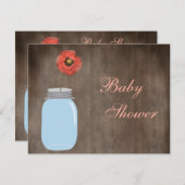 メイソン·ジャー&ポピー·ベビー素朴ビーガール·シャワー 招待状 (正面/裏面)