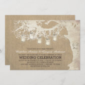 メイソン·ジャー·ライト·バ素朴ーラ結婚ップズ 招待状 (正面/裏面)