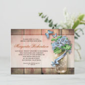 メイソン·ジャー·ラスティック·ウッド·フローラブライダルシャワー招待状 招待状 (スタンド正面)