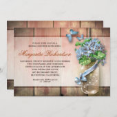 メイソン·ジャー·ラスティック·ウッド·フローラブライダルシャワー招待状 招待状 (正面/裏面)