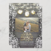 メイソン·ジャー·ラ素朴イツ写真I DO BBQ写真 招待状 (正面/裏面)