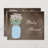 メイソン·ジャー&ワイルド·フラワーズ·ベビー素朴·シャワー 招待状 (正面/裏面)