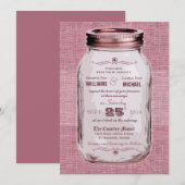 メイソン·ジャー·ヴィンテージ素朴·ルック·ピンクの結婚式への招待 招待状 (正面/裏面)