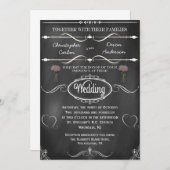 メイソン·ジャー、花とハート·チャル結婚クボードズ 招待状 (正面/裏面)