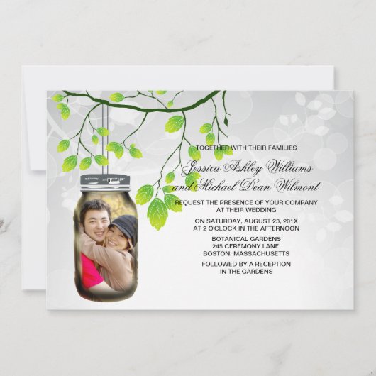 メイソン・ジャ結婚ー屋外テンプレート 招待状 (正面)