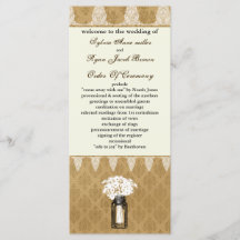 メイソンjarのデイジー、burlapウェディングプログラム