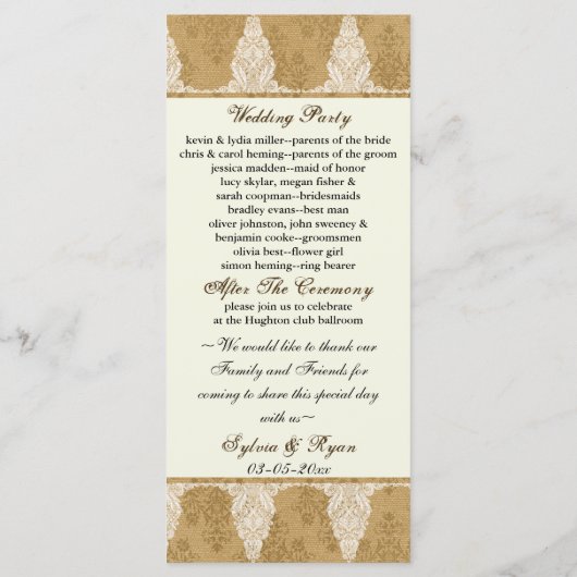 メイソンjarのデイジー、burlapウェディングプログラム プログラム (裏面)