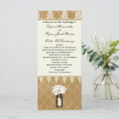 メイソンjarのデイジー、burlapウェディングプログラム プログラム (スタンド正面)