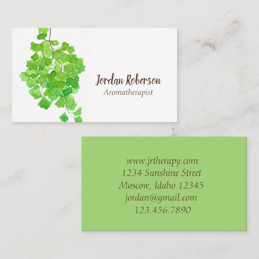 メイデンヘアファーンプラント水彩グリーン 名刺 (正面/裏面)