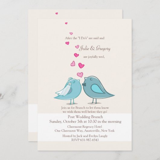 メイトポス結婚トティール(緑がかった色)ブランチ招待状 招待状 (正面/裏面)