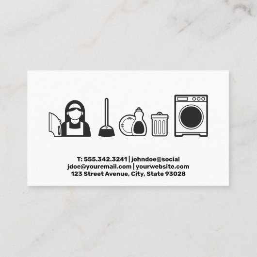 メイドおよびクリーニング製品のアイコン |木材 名刺 (裏面)