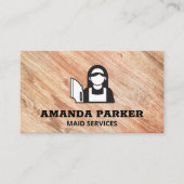 メイドおよびクリーニング製品のアイコン |木材 名刺 (正面)