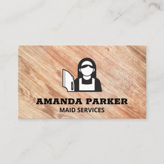 メイドおよびクリーニング製品のアイコン |木材 名刺