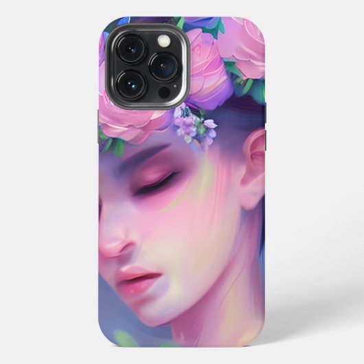 メイドかわいらしフラワーインヘアエーテル芸術 iPhoneケース (裏面)