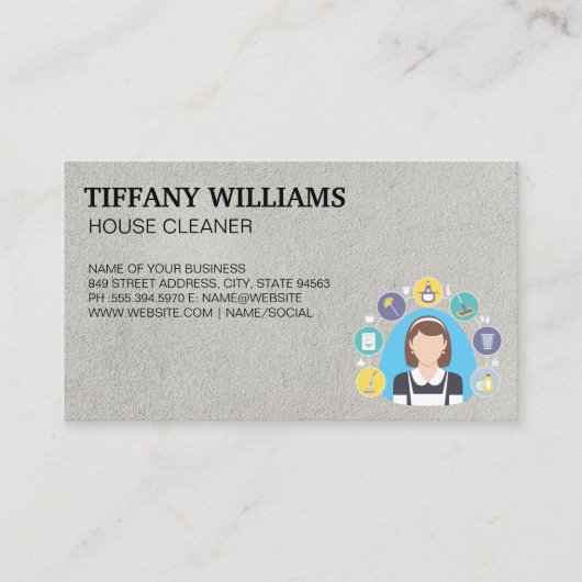メイドとクリーニングのサービス | ハウスクリーニング 名刺 (正面)